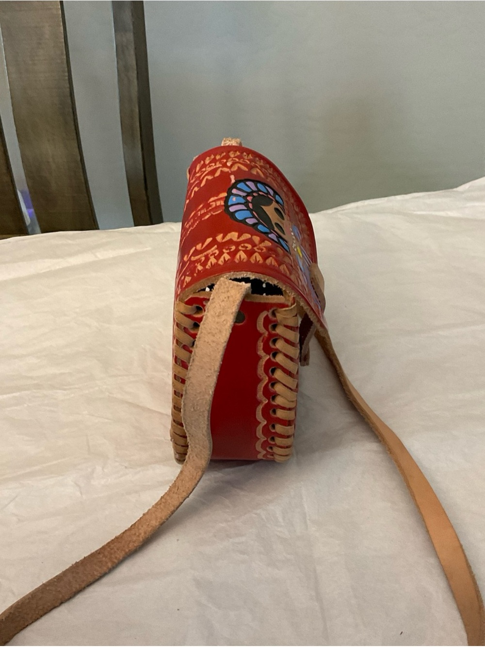 Frida Kahlo Hand Tooled Leather Purse Handmade  in Mexico - Picture 6 of 9